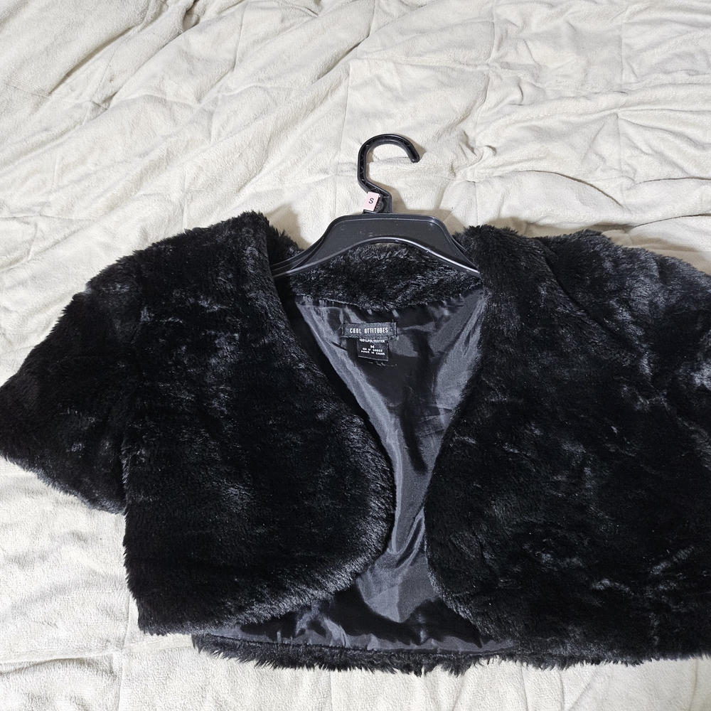 Black Faux Fur Shrug